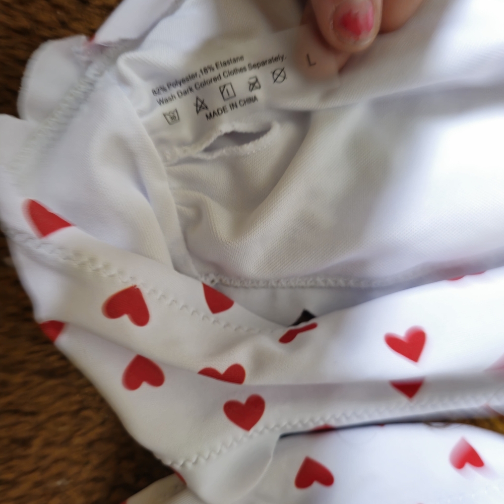 White Bikini With Red Heart Pattern - image 4